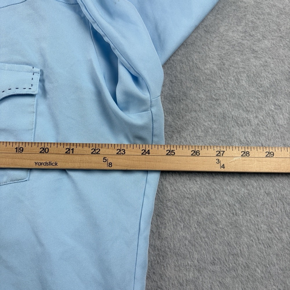 Vintage H Bar C Shirt Mens XL Blue Pearl Snap Western Ranchwear 70s USA Made - Picture 8 of 9